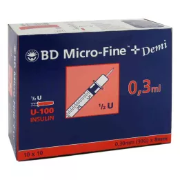 BD MICRO-FINE+ strzykawka insulinowa 0,3 ml U100 0,3x8 mm, 100 szt