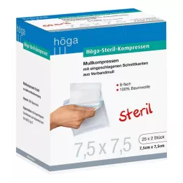 HÖGA-KOMPRESSEN 7,5x7,5 cm sterylne 8x, 25X2 szt