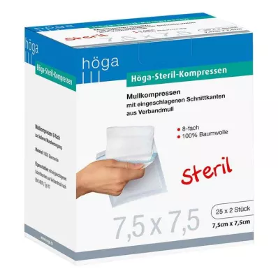HÖGA-KOMPRESSEN 7,5x7,5 cm sterylne 8x, 25X2 szt HÖGA-KOMPRESSEN 7,5x7,5 cm sterylne 8x, 25X2 szt