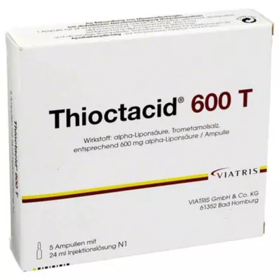 THIOCTACID 600 T roztwór do wstrzykiwań, 5 x 24 ml THIOCTACID 600 T roztwór do wstrzykiwań, 5 x 24 ml