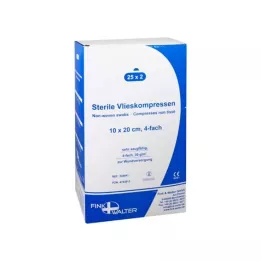 VLIESKOMPRESSEN 10x20 cm sterylne 4-warstwowe, 25X2 szt