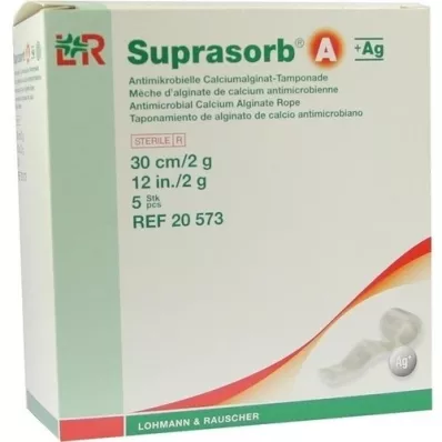 SUPRASORB A+Ag Antimik.Cal.Alginat Tamp.30 cm 2 g, 5 szt