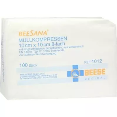 MULLKOMPRESSEN 10x10 cm niesterylne 8x, 100 szt