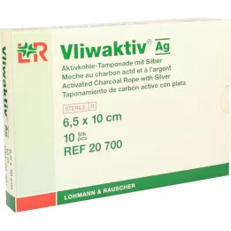 VLIWAKTIV AG Tampon z węgla aktywowanego ze srebrem 6,5x10 cm, 10 szt