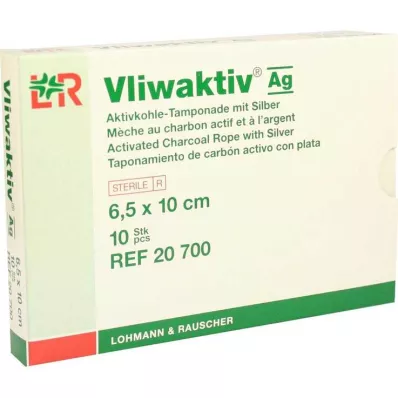 VLIWAKTIV AG Tampon z węgla aktywowanego ze srebrem 6,5x10 cm, 10 szt