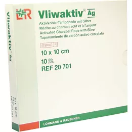 VLIWAKTIV AG Tampon z węgla aktywowanego ze srebrem 10x10 cm, 10 szt