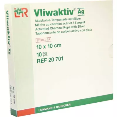 VLIWAKTIV AG Tampon z węgla aktywowanego ze srebrem 10x10 cm, 10 szt