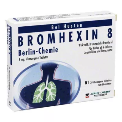 BROMHEXIN 8 tabletek powlekanych Berlin Chemie, 20 szt BROMHEXIN 8 tabletek powlekanych Berlin Chemie, 20 szt