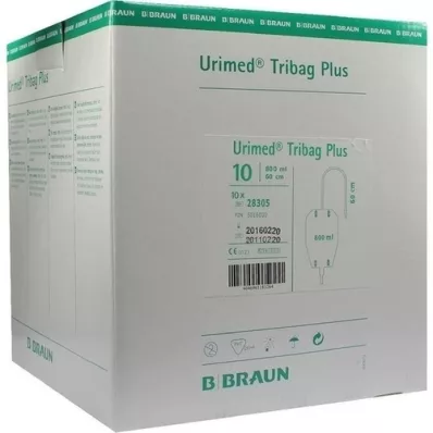 URIMED Tribag Plus Urine Leg Sleeve 800ml 60cm ster., 10 szt
