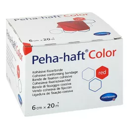 PEHA-HAFT Kolorowy bandaż mocujący 6 cmx20 m czerwony, 1 szt