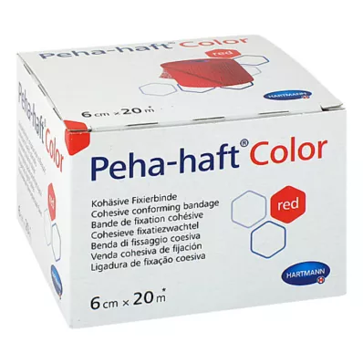 PEHA-HAFT Kolorowy bandaż mocujący 6 cmx20 m czerwony, 1 szt