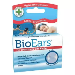 BIOEARS Silikonowe antybakteryjne zatyczki do uszu, 6 szt
