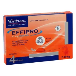 EFFIPRO 67 mg pip.roztw.do zakrapl.dla małych psów, 4 szt