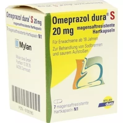 OMEPRAZOL kapsułki twarde powlekane dojelitowo dura S 20 mg, 7 szt