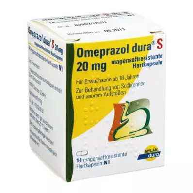 OMEPRAZOL kapsułki twarde powlekane dojelitowo dura S 20 mg, 14 szt