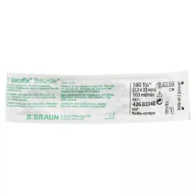 VASOFIX Brązowa rurka 18 G 33 mm zielono-biała, 1 szt