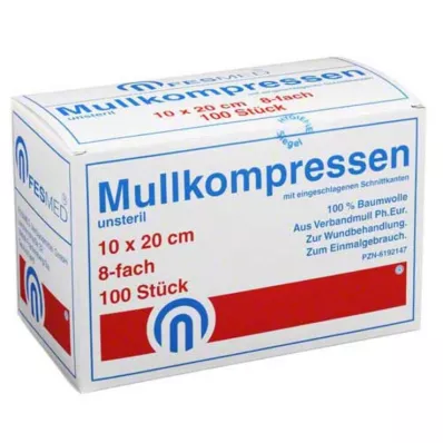 MULLKOMPRESSEN ES 10x20 cm niesterylne 8x, 100 szt