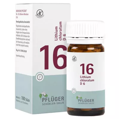 Biochemia Pflueger 16 Chloratum litowy D 6 tabletek, 100 szt Biochemia Pflueger 16 Chloratum litowy D 6 tabletek, 100 szt