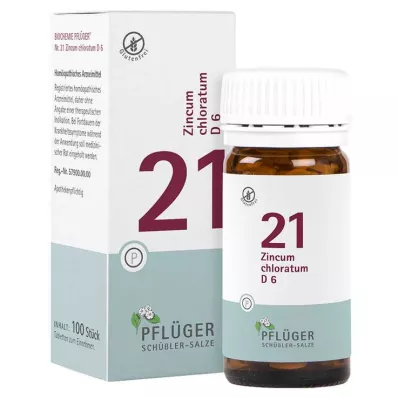 Biochemia Pflueger 21 Chloratum cynku D 6 tabletek, 100 szt Biochemia Pflueger 21 Chloratum cynku D 6 tabletek, 100 szt