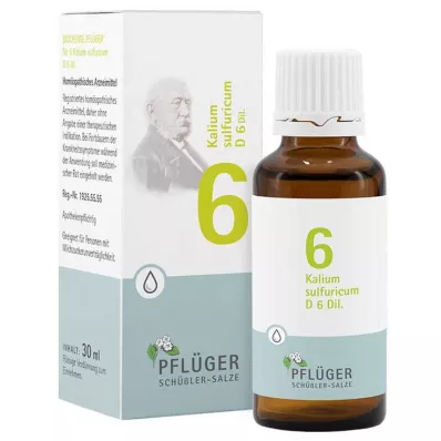 Biochemia Pflueger 6 Kalium siarki D 6 kropli, 30 ml Biochemia Pflueger 6 Kalium siarki D 6 kropli, 30 ml