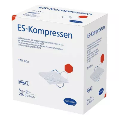 ES-KOMPRESSEN sterylne opakowanie zbiorcze 5x5 cm 12x, 20X5 szt ES-KOMPRESSEN sterylne opakowanie zbiorcze 5x5 cm 12x, 20X5 szt