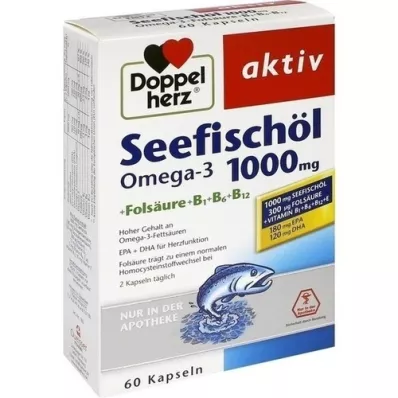 DOPPELHERZ Olej z ryb morskich Omega-3 1.000 mg+Fols.Caps., 60 szt