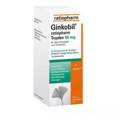 Ginkobil Ratiopharm 40mg z kroplami Ginkgo biloba, 100 ml