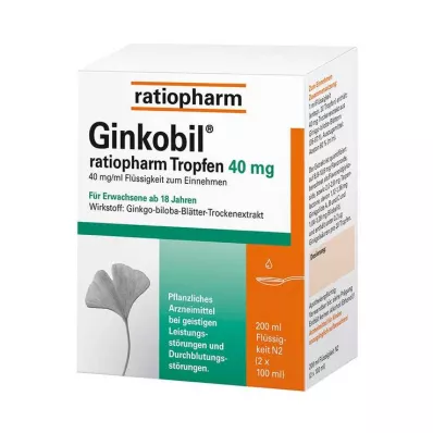 Ginkobil Ratiopharm 40mg z kroplami Ginkgo biloba, 200ml