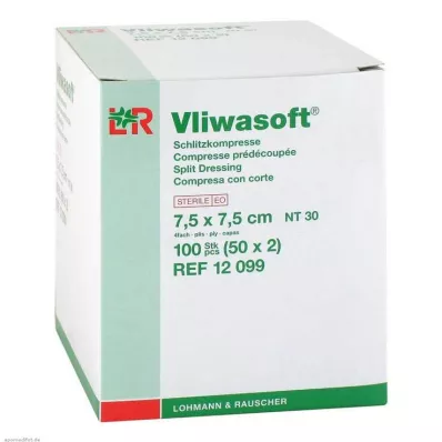 VLIWASOFT Kompresy szczelinowe 7,5x7,5 cm sterylne 4l, 50X2 szt