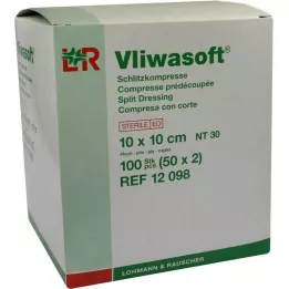 VLIWASOFT Kompresy szczelinowe 10x10 cm sterylne 4-warstwowe, 50X2 szt