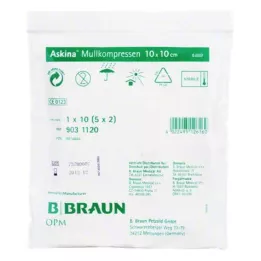 ASKINA Kompresy z gazy 10x10 cm sterylne, 5X2 szt