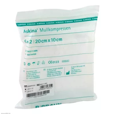 ASKINA Kompresy z gazy 10x20 cm sterylne, 5X2 szt