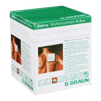 ASKINA Kompresy z gazy 5x5 cm sterylne 8x, 25X2 szt