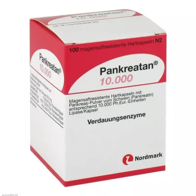 PANKREATAN 10 000 twardych kapsułek powlekanych dojelitowo, 100 szt