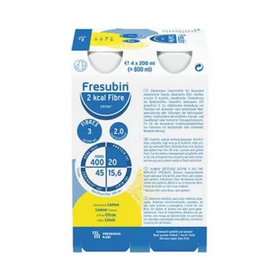 FRESUBIN 2 kcal Błonnik DRINK Butelka napoju cytrynowego, 4X200 ml