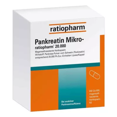 PANKREATIN Micro-ratio.20.000 kapsułki twarde powlekane dojelitowo, 200 szt PANKREATIN Micro-ratio.20.000 kapsułki twarde powlekane dojelitowo, 200 szt