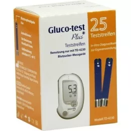 GLUCO TEST Paski testowe Plus do pomiaru stężenia glukozy we krwi, 25 szt