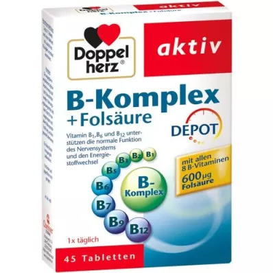 DOPPELHERZ Tabletki B-complex + kwas foliowy, 45 szt