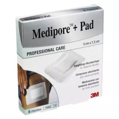 Medipore + Podkładka 3M 5x7,2cm 3562NP Tynk, 5 szt Medipore + Podkładka 3M 5x7,2cm 3562NP Tynk, 5 szt