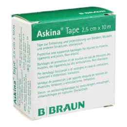 ASKINA Taśma Pfl.unelast.2,5 cmx10 m biała, 1 szt