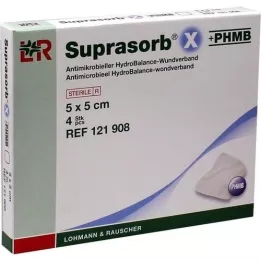 SUPRASORB X+PHMB HydroBalance opatrunek na ranę 5x5 cm, 4 szt