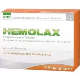 HEMOLAX Tabletki powlekane dojelitowe 5 mg, 200 szt