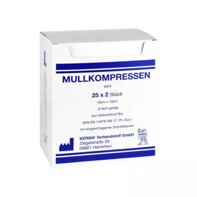 Kompresy z gazy 10x10 cm sterylne 8-krotne BW, 25x2 sztuki