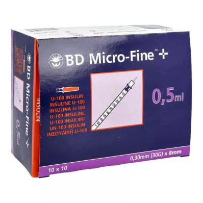 Bd Micro-fine+ U 100 Ins.spr.8mm (100x0,5ml) Bd Micro-fine+ U 100 Ins.spr.8mm (100x0,5ml)