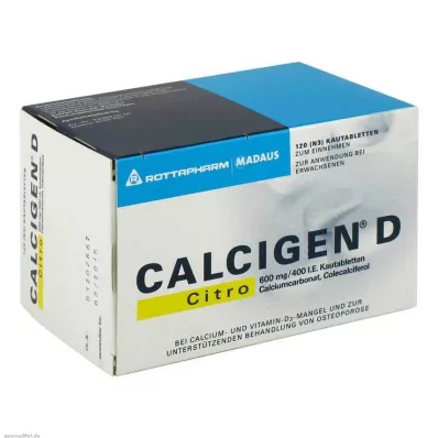 Calcigen D Citro 600 mg / 400 IU tabletki do rozgryzania i żucia, 120 szt Calcigen D Citro 600 mg / 400 IU tabletki do rozgryzania i żucia, 120 szt