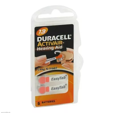 BATTERIEN f.aparaty słuchowe Duracell 13, 6 szt