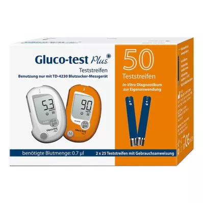GLUCO TEST Paski testowe Plus do pomiaru stężenia glukozy we krwi, 50 szt