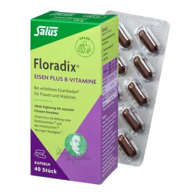 FLORADIX Kapsułki z żelazem i witaminami z grupy B, 40 szt