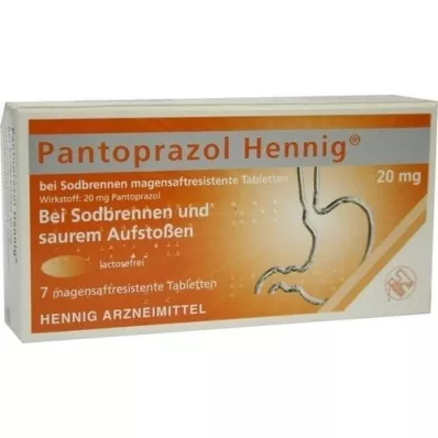 PANTOPRAZOL Hennig b.Sodbrennen 20 mg msr.Tabl., 7 szt