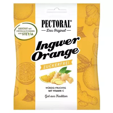 PECTORAL Cukierki imbirowo-pomarańczowe bez cukru, 60 g PECTORAL Cukierki imbirowo-pomarańczowe bez cukru, 60 g